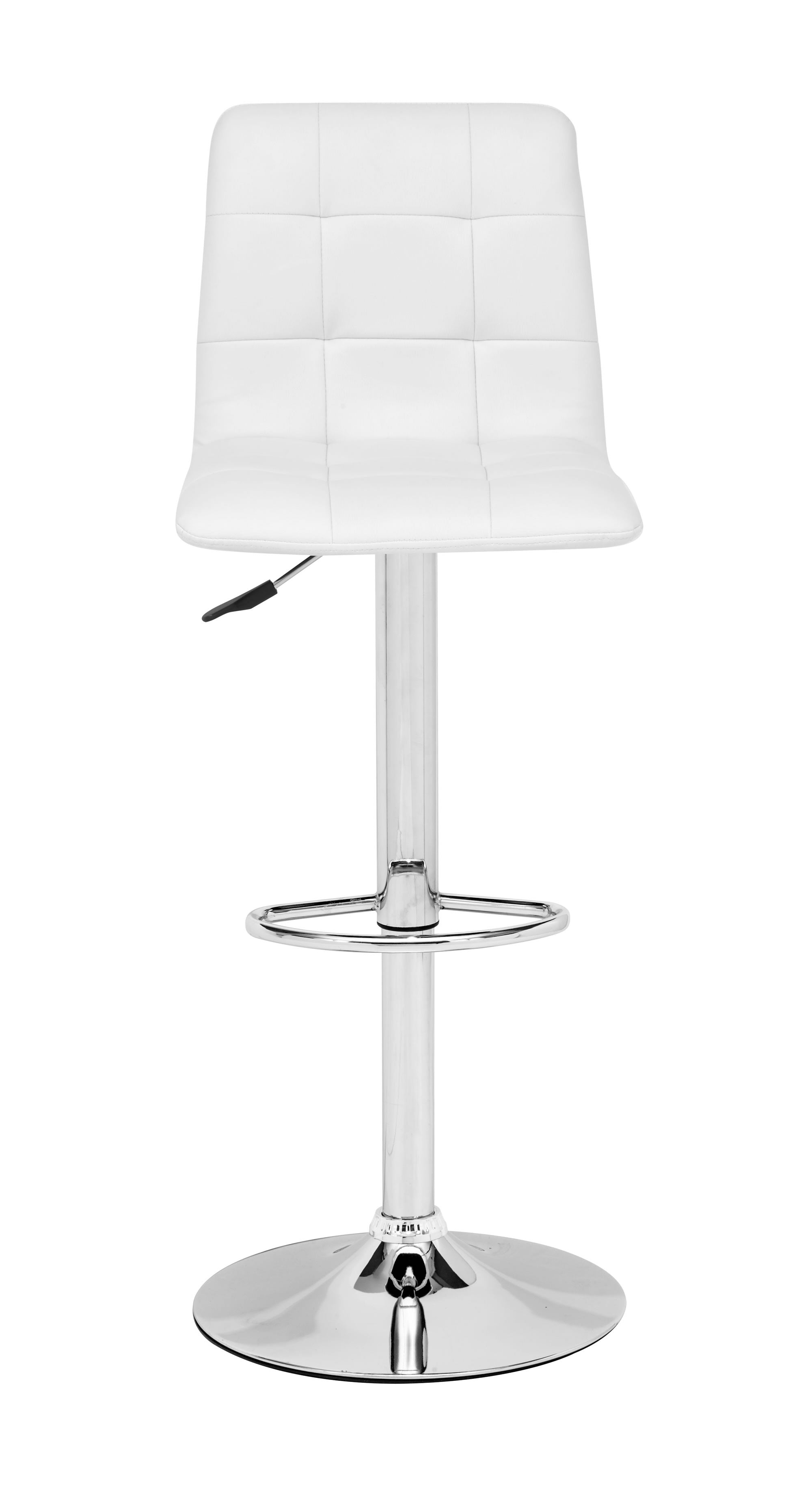 16.9" x 16.3" x 36.6" White, Leatherette, Chromed Steel, Bar Chair