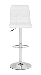 16.9" x 16.3" x 36.6" White, Leatherette, Chromed Steel, Bar Chair