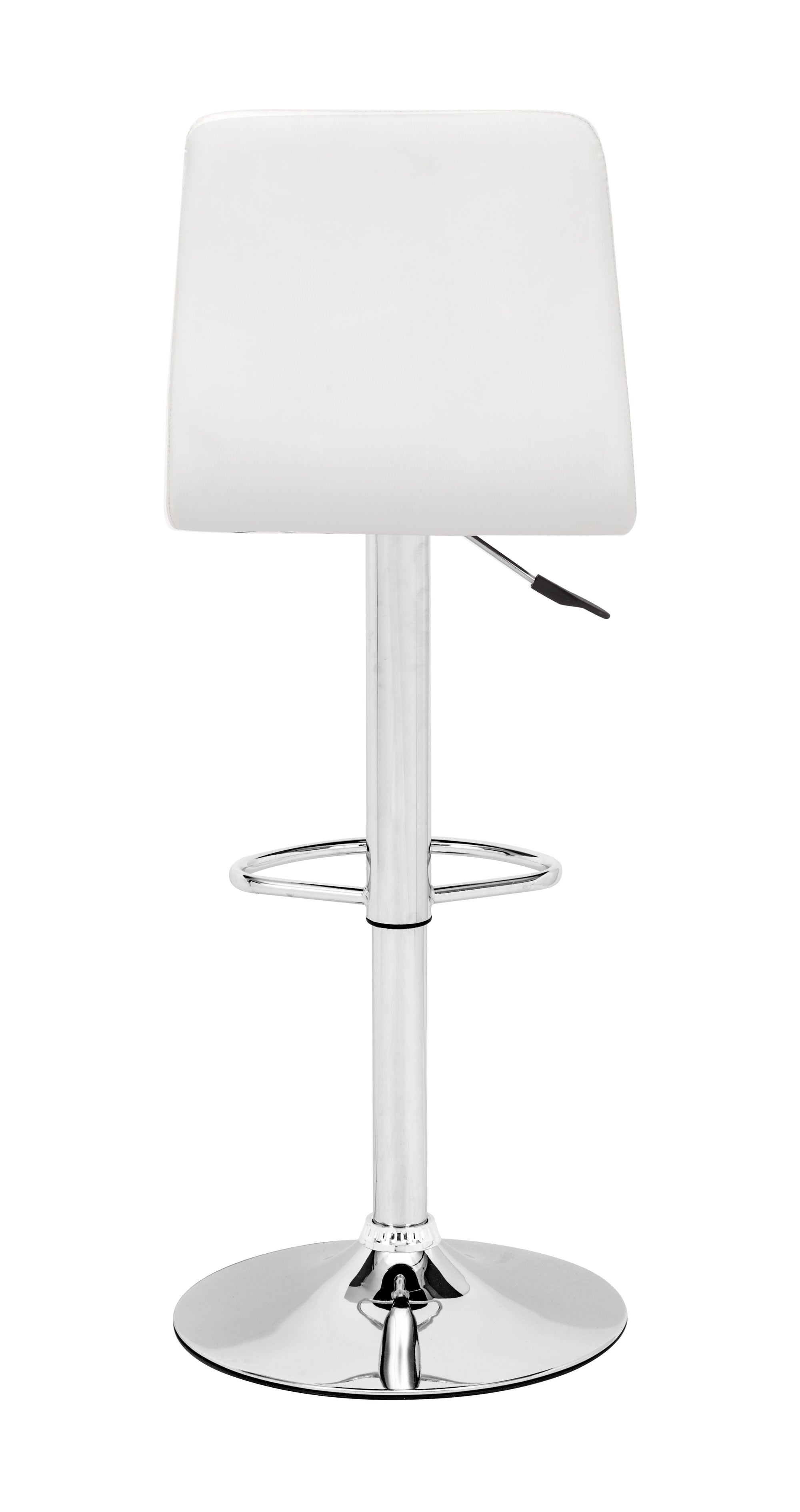 16.9" x 16.3" x 36.6" White, Leatherette, Chromed Steel, Bar Chair