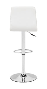 16.9" x 16.3" x 36.6" White, Leatherette, Chromed Steel, Bar Chair