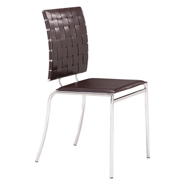 17" X 21" X 35" 4 Pcs Espresso Leatherette Chromed Steel Dining Chair