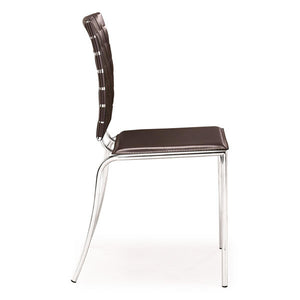 17" X 21" X 35" 4 Pcs Espresso Leatherette Chromed Steel Dining Chair