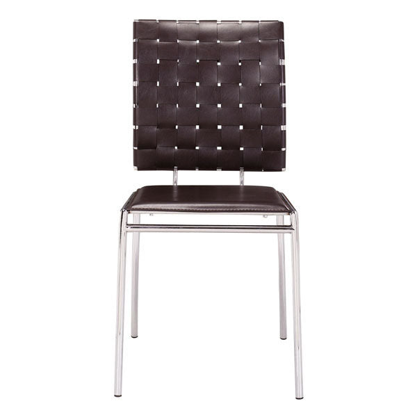 17" X 21" X 35" 4 Pcs Espresso Leatherette Chromed Steel Dining Chair