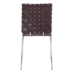 17" X 21" X 35" 4 Pcs Espresso Leatherette Chromed Steel Dining Chair