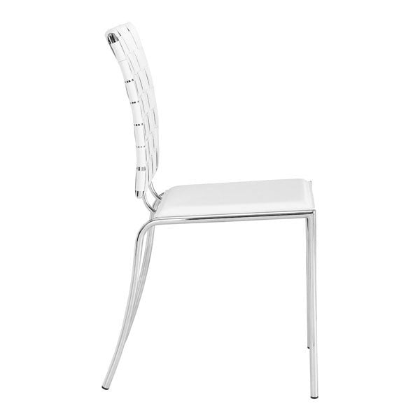 17" X 21" X 35" 4 Pcs White Leatherette Chromed Steel Dining Chair