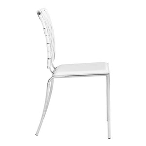 17" X 21" X 35" 4 Pcs White Leatherette Chromed Steel Dining Chair