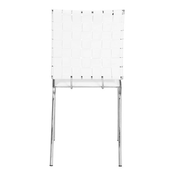 17" X 21" X 35" 4 Pcs White Leatherette Chromed Steel Dining Chair