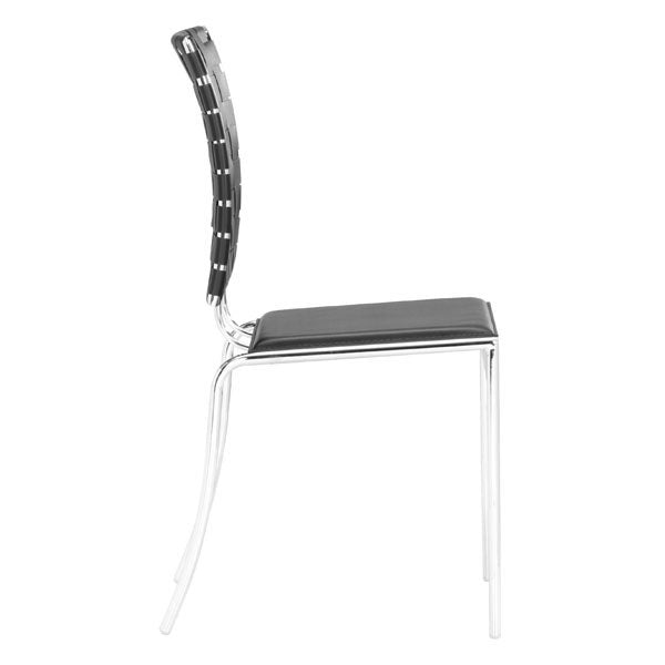 17" X 21" X 35" 4 Pcs Black Leatherette Chromed Steel Dining Chair