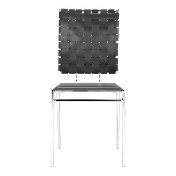 17" X 21" X 35" 4 Pcs Black Leatherette Chromed Steel Dining Chair