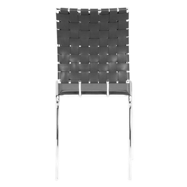 17" X 21" X 35" 4 Pcs Black Leatherette Chromed Steel Dining Chair