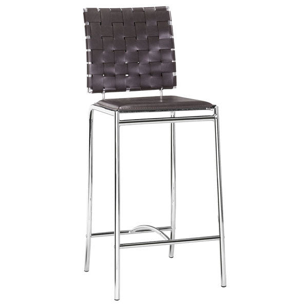15" X 19" X 39" 2 Pcs Espresso Leatherette Counter Chair