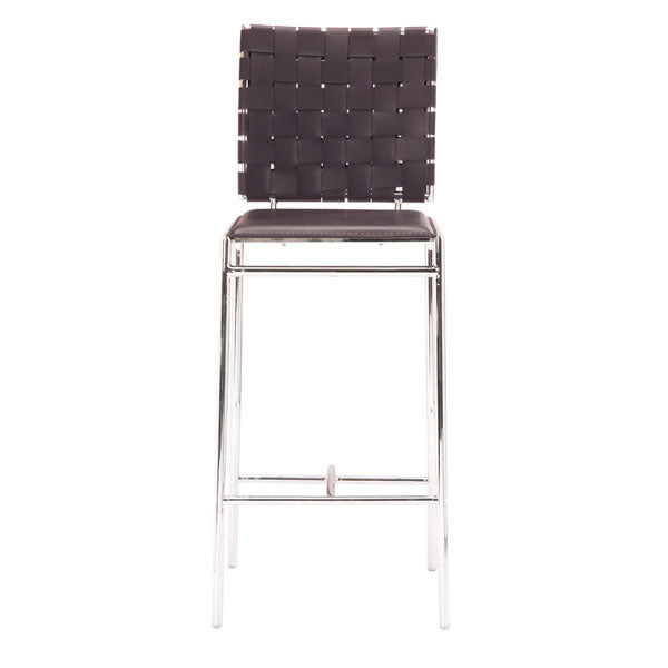 15" X 19" X 39" 2 Pcs Espresso Leatherette Counter Chair
