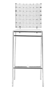 15" x 19" x 39" White, Leatherette, Chromed Steel, Cross Counter Chair - Set of 2