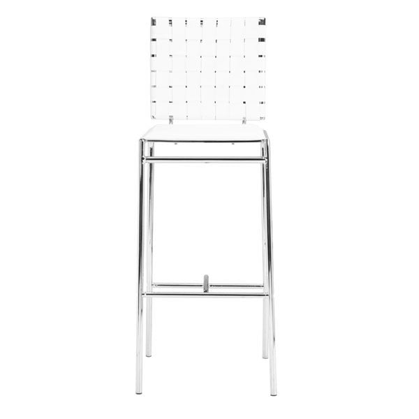 15" X 19" X 41" 2 Pcs White Leatherette Barstool