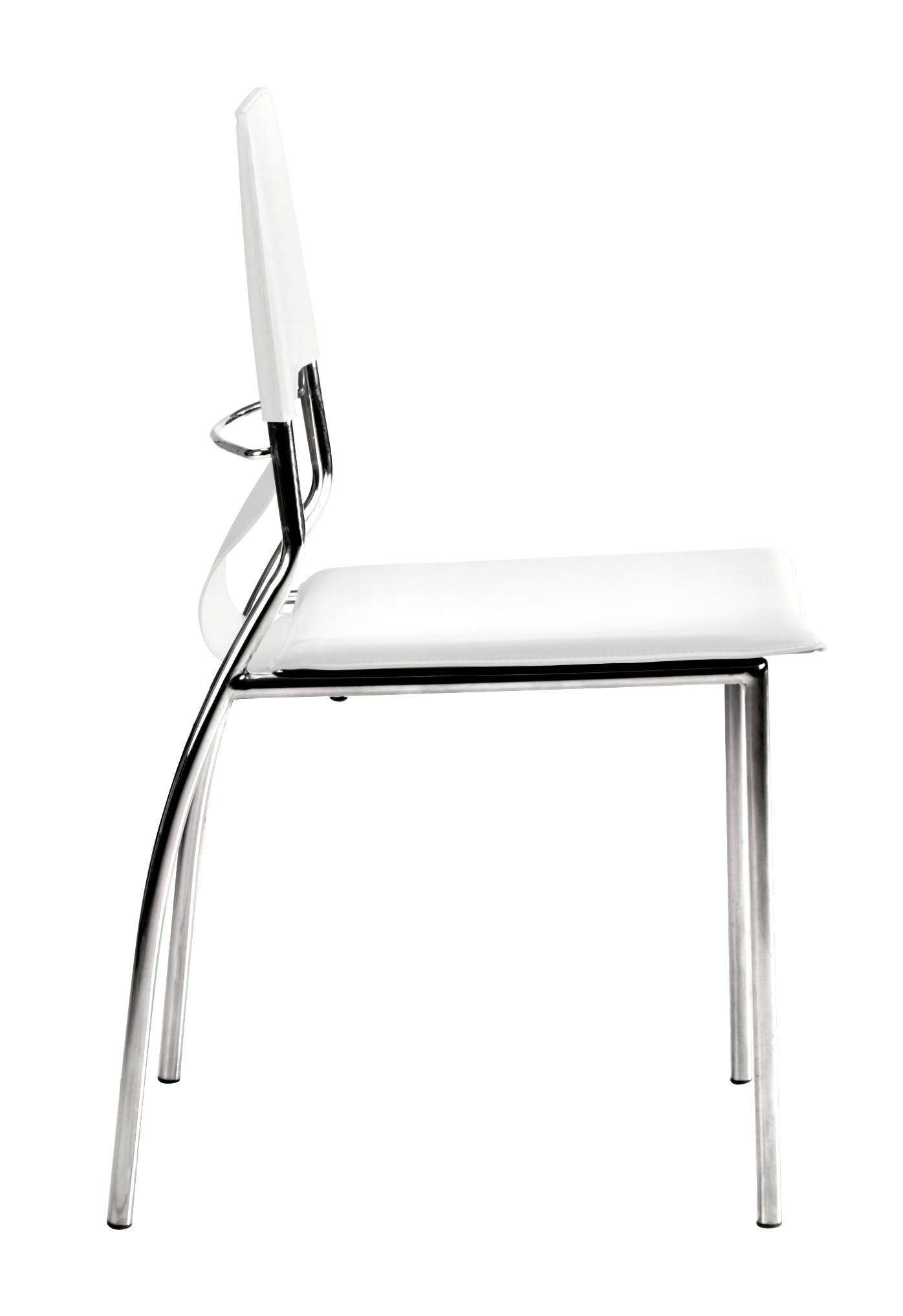 17" x 20" x 33" White, Leatherette, Chromed Steel, Dining Chair - Set of 4