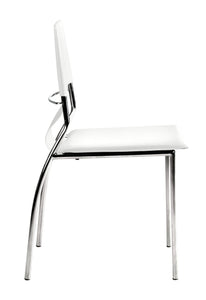 17" x 20" x 33" White, Leatherette, Chromed Steel, Dining Chair - Set of 4