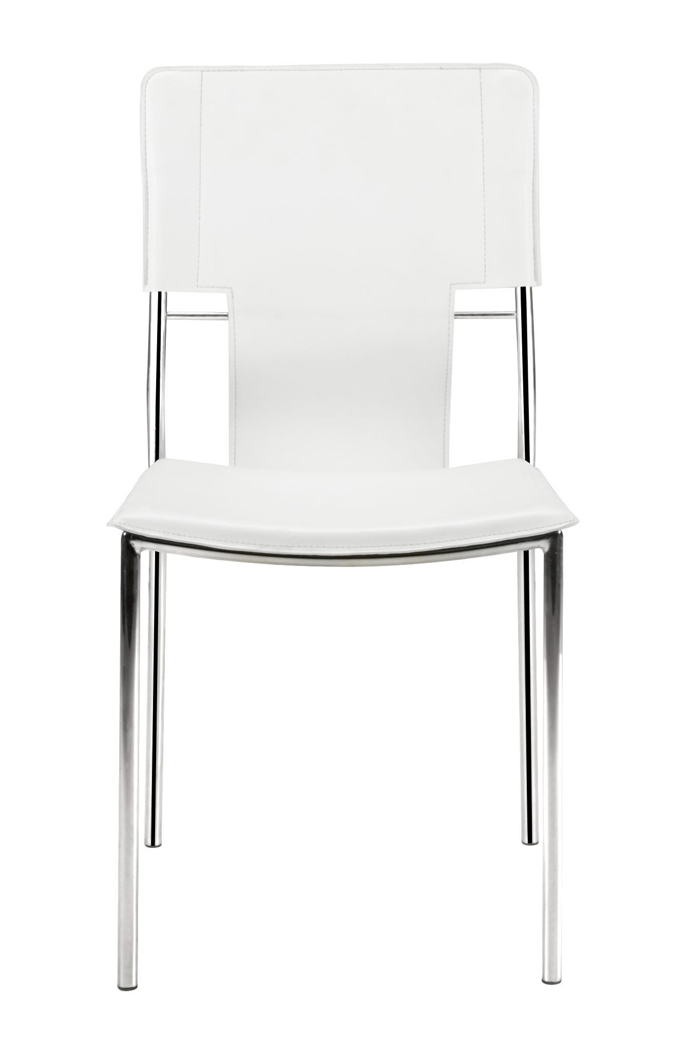 17" x 20" x 33" White, Leatherette, Chromed Steel, Dining Chair - Set of 4