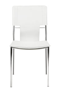 17" x 20" x 33" White, Leatherette, Chromed Steel, Dining Chair - Set of 4