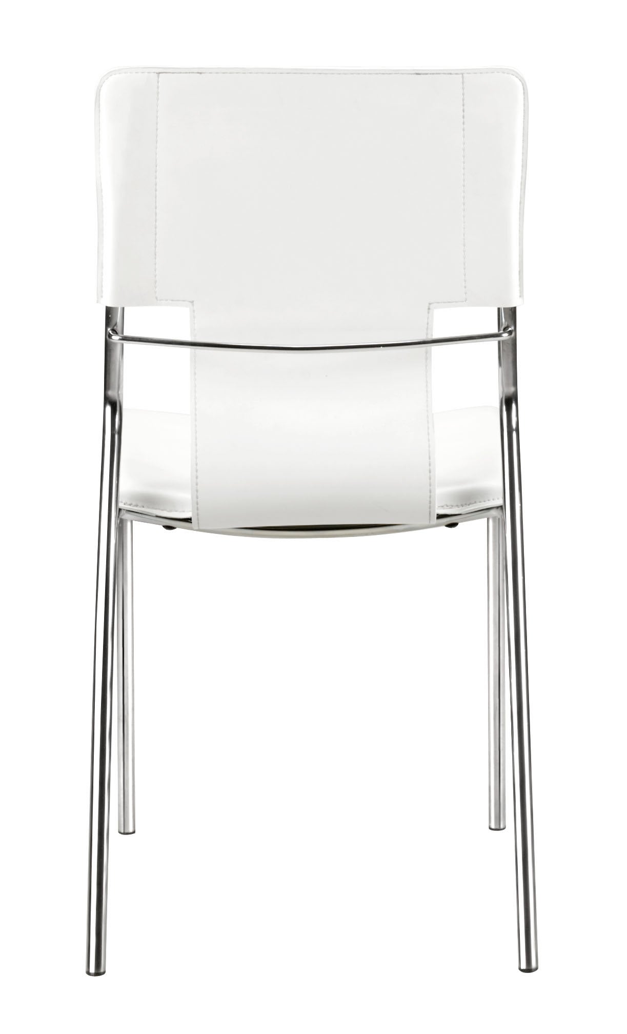 17" x 20" x 33" White, Leatherette, Chromed Steel, Dining Chair - Set of 4
