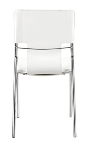 17" x 20" x 33" White, Leatherette, Chromed Steel, Dining Chair - Set of 4