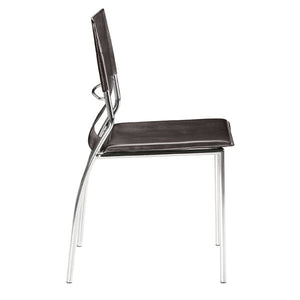 17" X 20" X 33" 4 Pcs Espresso Leatherette Chromed Steel Dining Chair