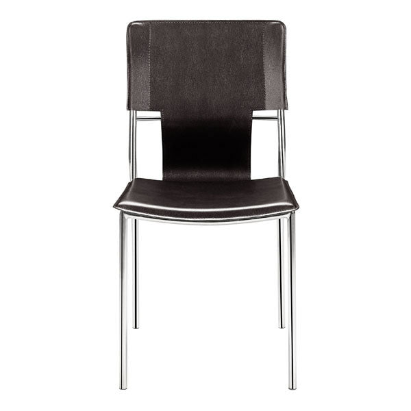 17" X 20" X 33" 4 Pcs Espresso Leatherette Chromed Steel Dining Chair
