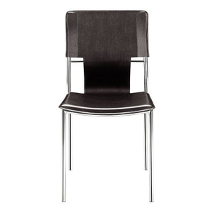 17" X 20" X 33" 4 Pcs Espresso Leatherette Chromed Steel Dining Chair