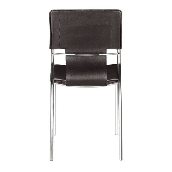 17" X 20" X 33" 4 Pcs Espresso Leatherette Chromed Steel Dining Chair