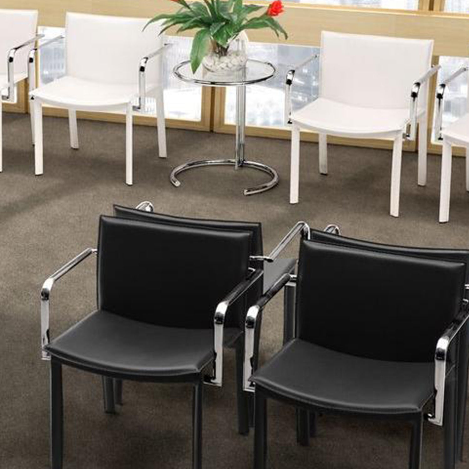 24" X 22" X 28" 2 Pcs Black Leatherette Conference Chair