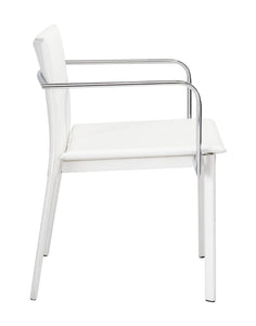 24" x 22" x 28" White, Leatherette, Chromed Steel, Conference Chair - Set of 2