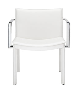 24" x 22" x 28" White, Leatherette, Chromed Steel, Conference Chair - Set of 2