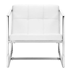 25" X 28.3" X 26.4" White Leatherette Chair