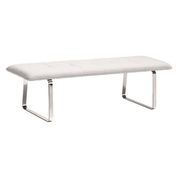 61" X 21" X 17.5" White Leatherette Bench