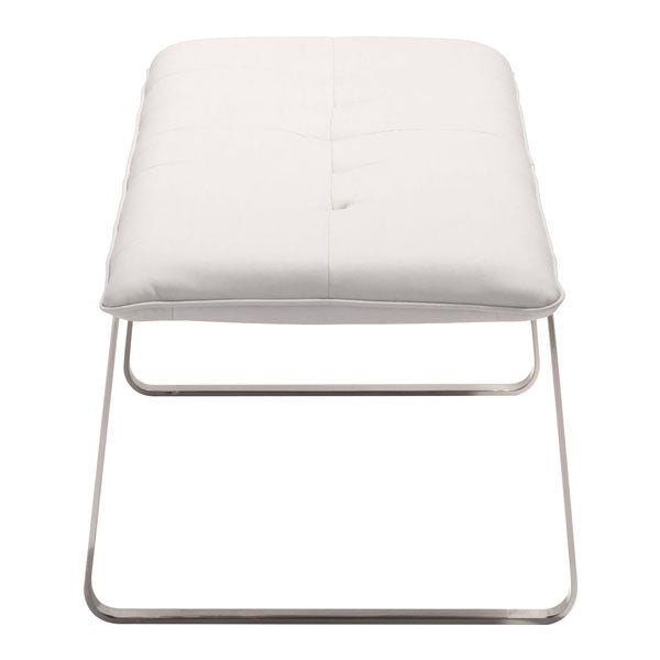 61" X 21" X 17.5" White Leatherette Bench