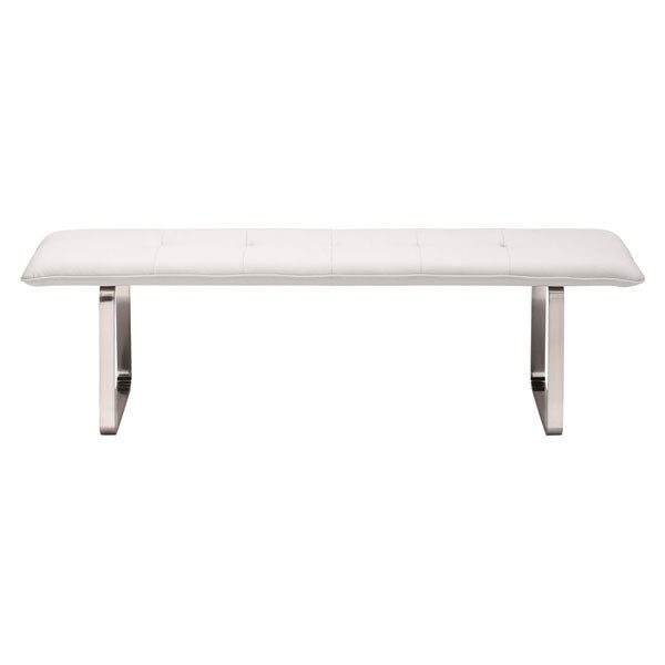 61" X 21" X 17.5" White Leatherette Bench