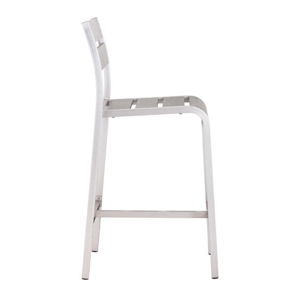 19.3" X 23" X 44" 2 Pcs Faux Wood Brushed Aluminum Bar Armless Chair