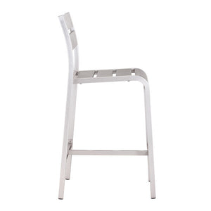 19.3" X 23" X 44" 2 Pcs Faux Wood Brushed Aluminum Bar Armless Chair