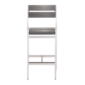 19.3" X 23" X 44" 2 Pcs Faux Wood Brushed Aluminum Bar Armless Chair