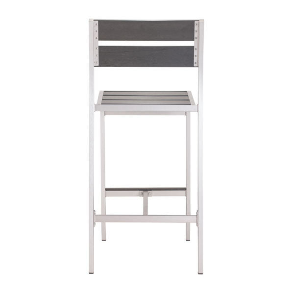 19.3" X 23" X 44" 2 Pcs Faux Wood Brushed Aluminum Bar Armless Chair