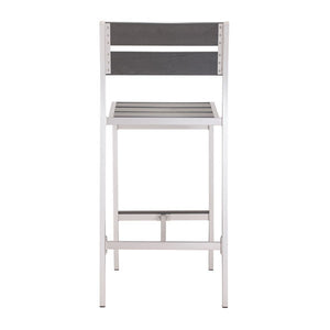 19.3" X 23" X 44" 2 Pcs Faux Wood Brushed Aluminum Bar Armless Chair
