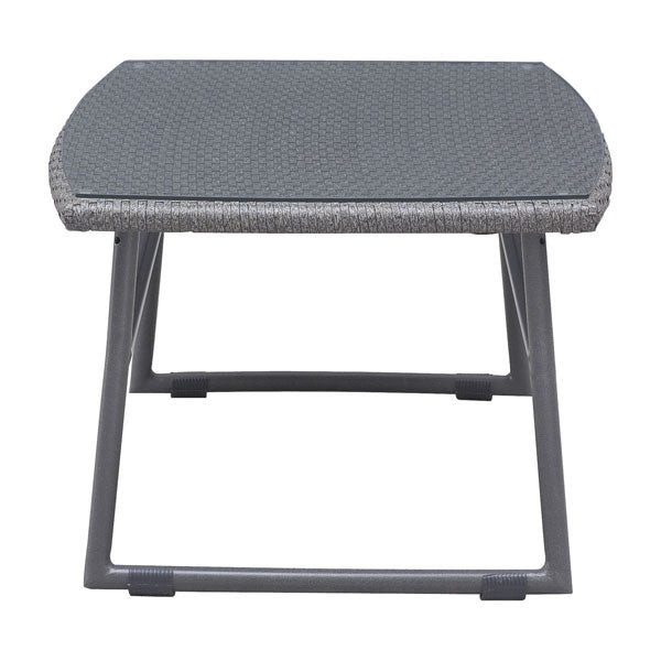 Rectangular Grey Finish Tempered Glass Coffee Table with Aluminum Frame