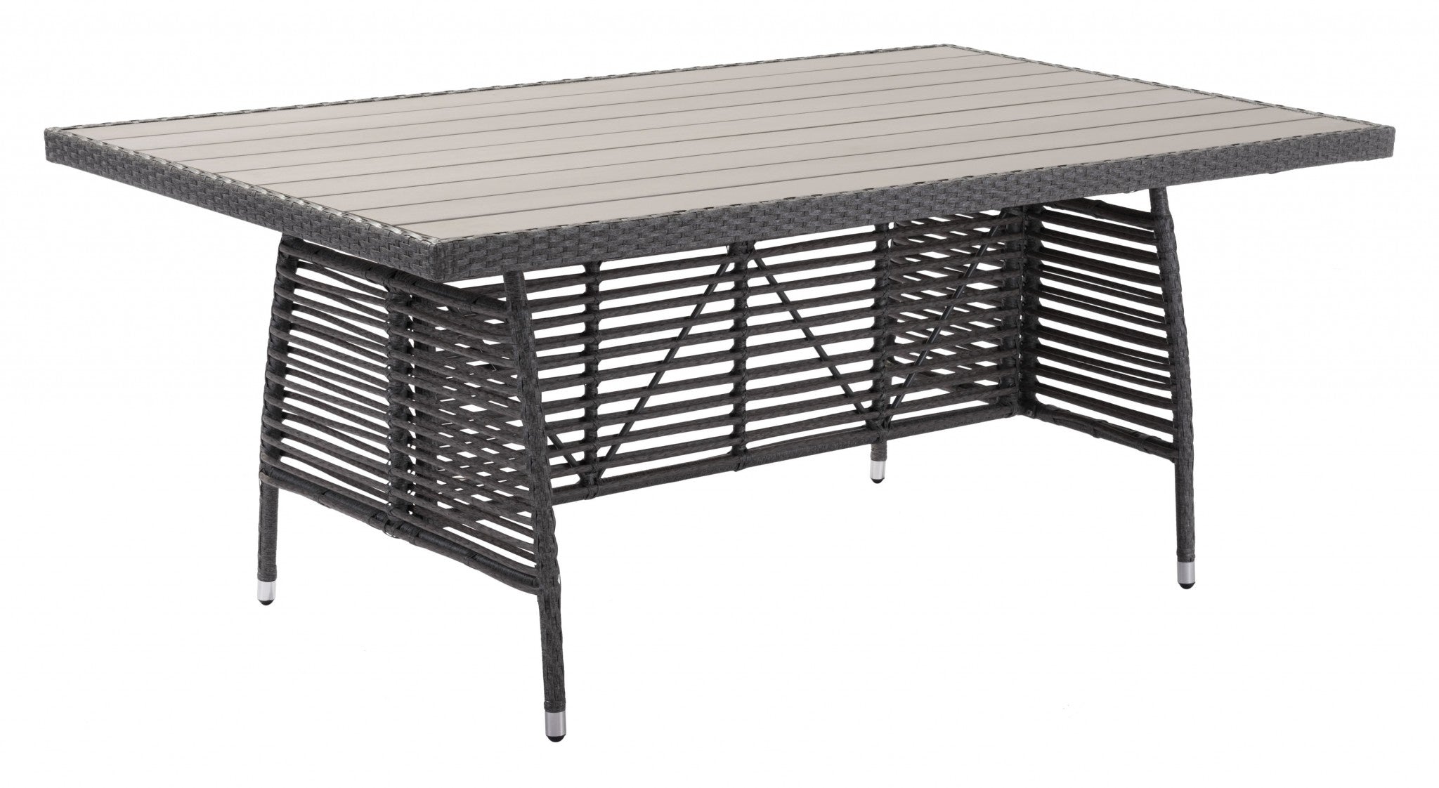 72.8" x 42.5" x 29.9" Gray, Polyethylene Faux Wood, Aluminum Frame, Dining Table