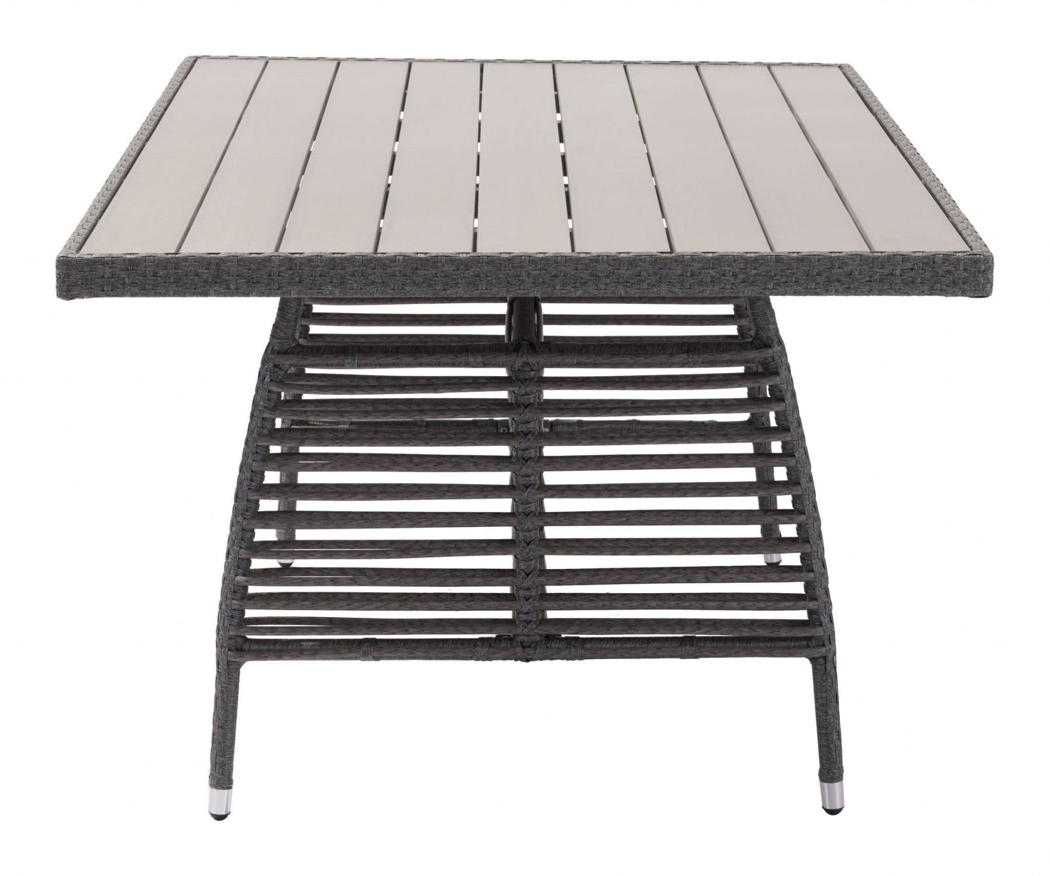 72.8" x 42.5" x 29.9" Gray, Polyethylene Faux Wood, Aluminum Frame, Dining Table