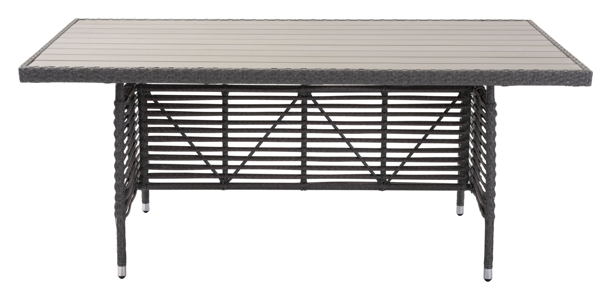 72.8" x 42.5" x 29.9" Gray, Polyethylene Faux Wood, Aluminum Frame, Dining Table