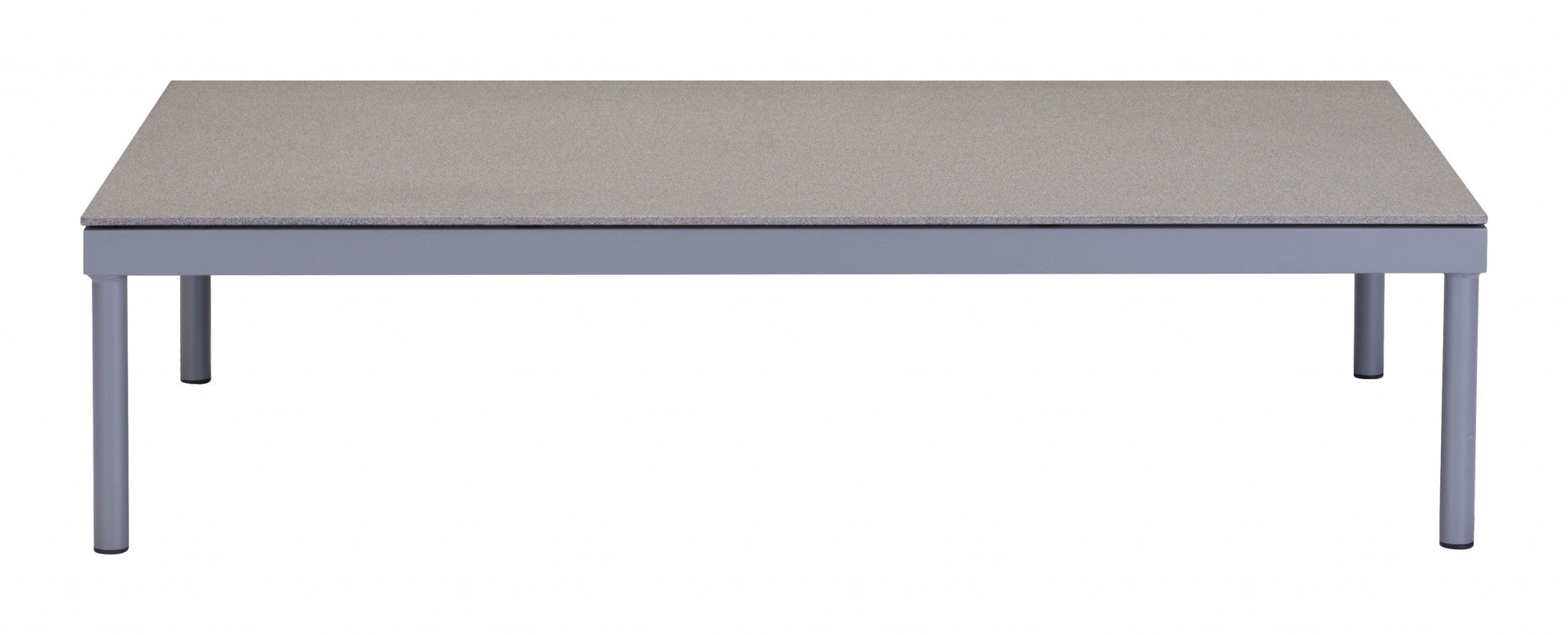 47" x 29.5" x 11.7" Gray & Granite, Tempered Glass, Aluminum, Beach Coffee Table