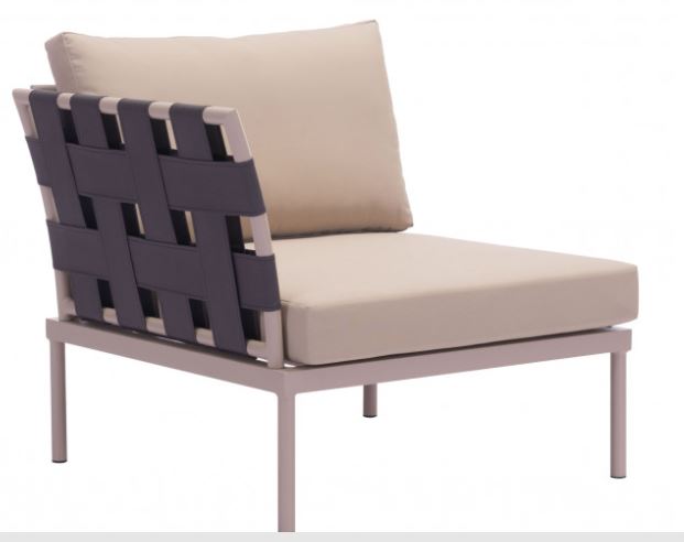 28.7" x 2" x 19.5" Taupe & Brown, Mesh, Powder Coated Aluminum, Beach Arm Side/Backrest