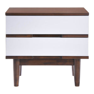 22.4" X 15.7" X 20.5" Walnut And White Wood Night Stand