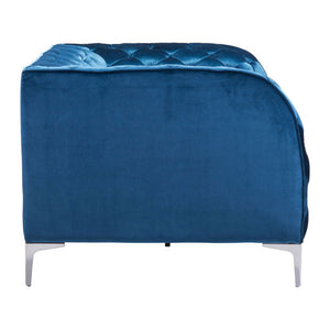 45.5" X 36.5" X 28" Blue Velvet  Arm Chair