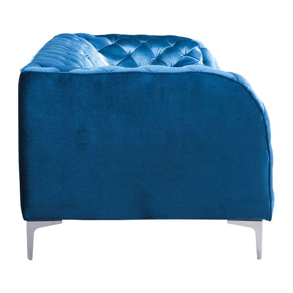 85" X 36.5" X 28" Blue Velvet  Sofa