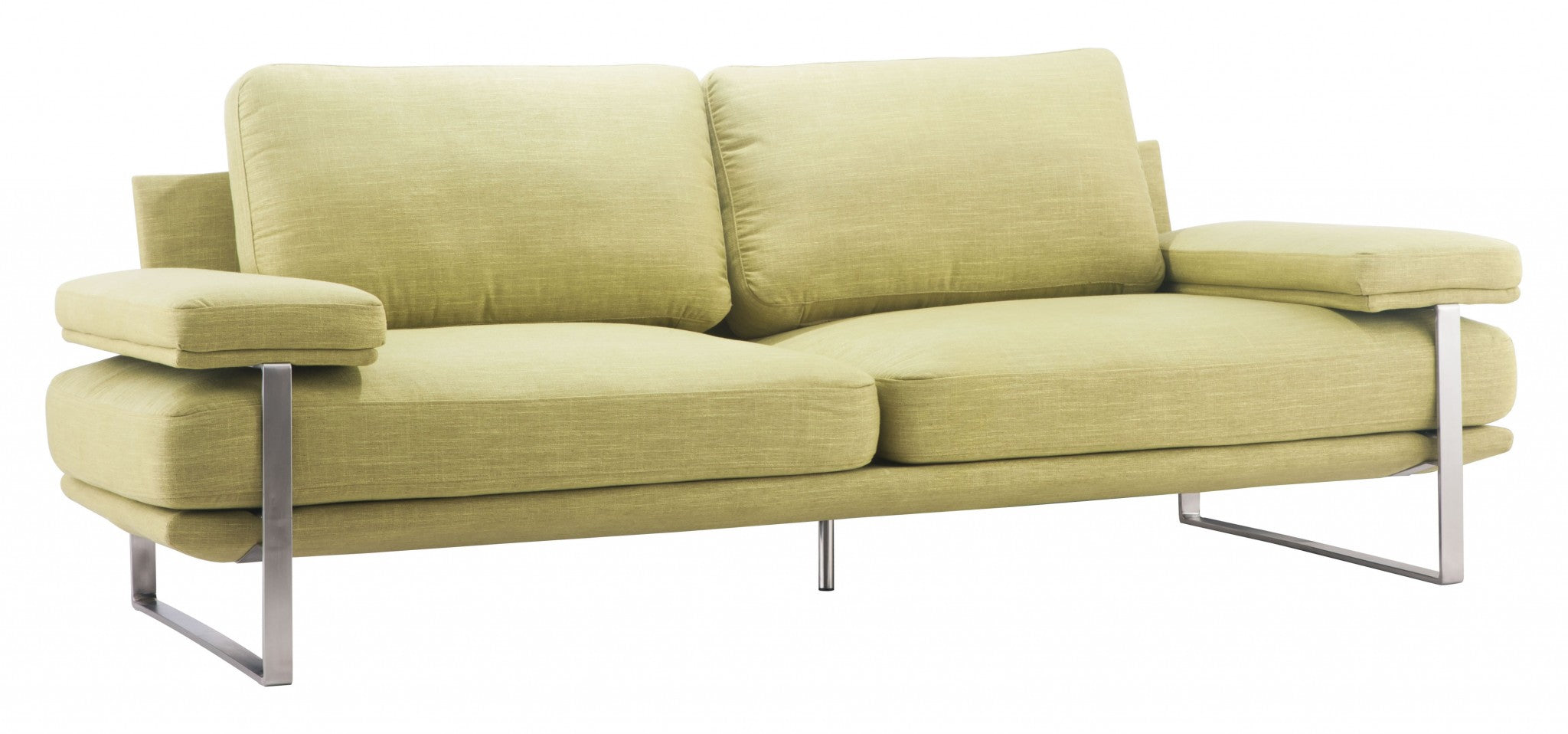 86.6" x 37.4" x 33.5" Lime, Brushed Stainless Steel, Sofa